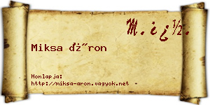 Miksa Áron névjegykártya